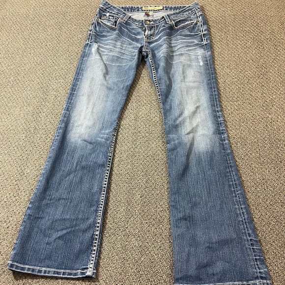 BKE Denim - BKE Jeans Womens Size 29 x 31 1/2 Stella Boot Stretch Blue Faux Flap Pockets